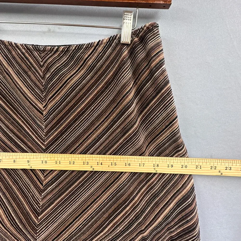 VTG Nine West Corduroy Skirt 8 Striped A-line Midi Brown boho Academia Hipster